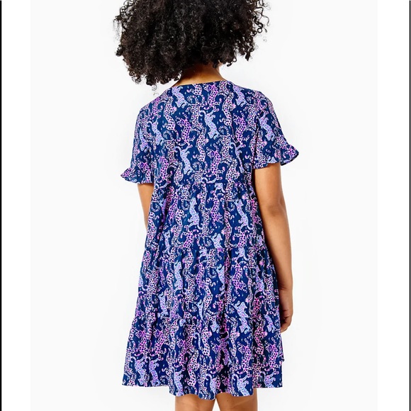NWT Lilly Pulitzer Girl's Mini Jodee Dress Oyster Bay Navy On The Catwalk - Picture 6 of 6